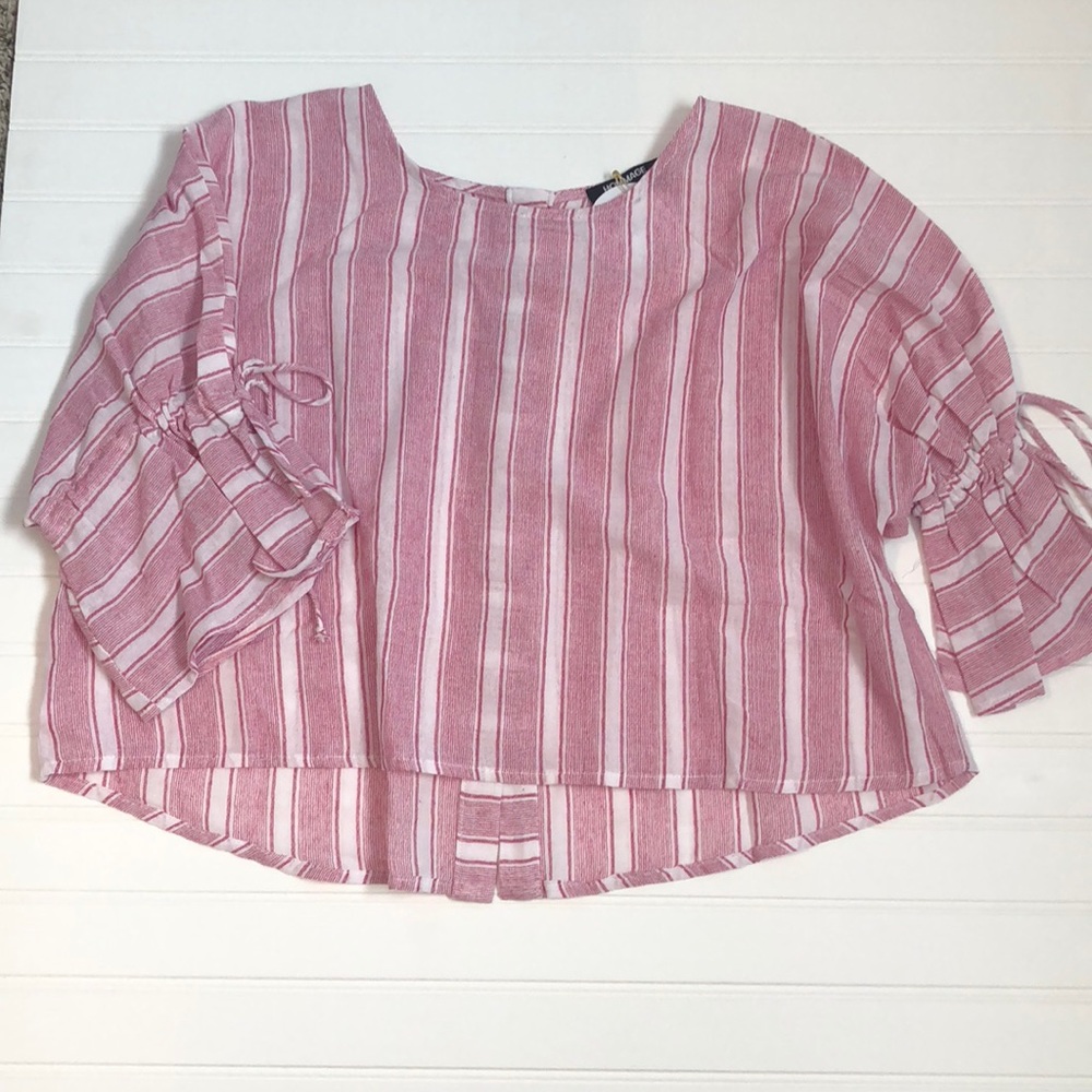 Pink Striped Crop Tee